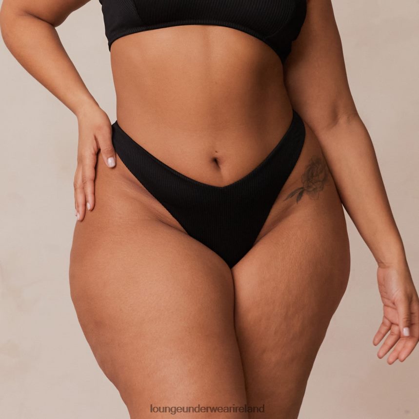 Lounge Underwear Women Ribbed Triangle Thong F2H42Z698 Black