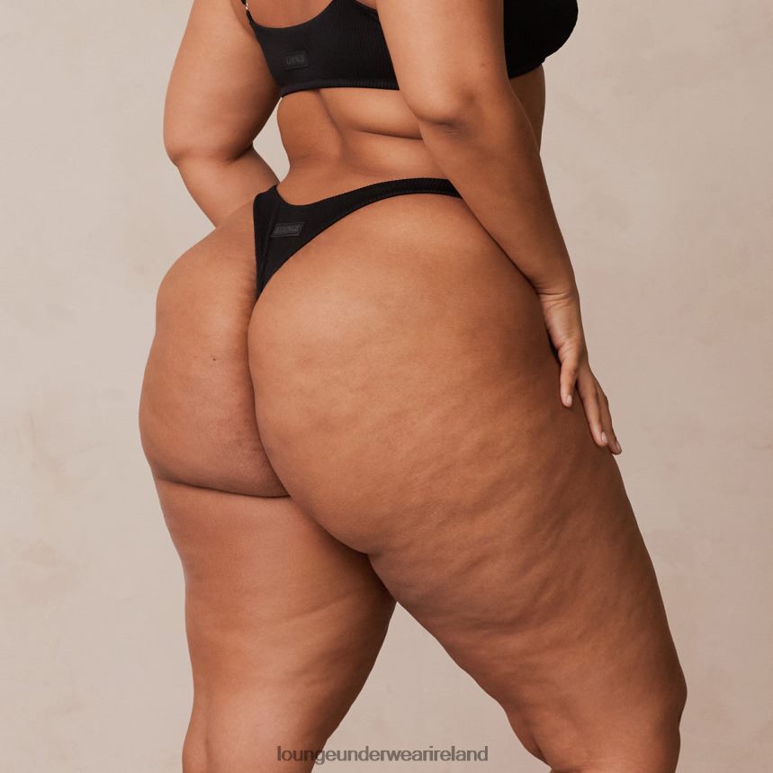 Lounge Underwear Women Ribbed Triangle Thong F2H42Z698 Black