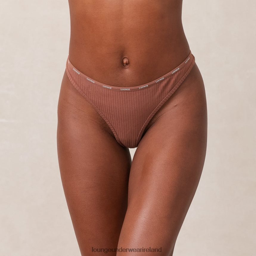 Lounge Underwear Women So Soft Ribbed Thong F2H42Z691 Mocha