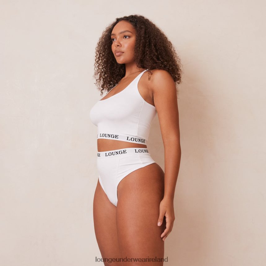 Lounge Underwear Women Bamboo Basic Bralette & Thong/Briefs Set F2H42Z221 White