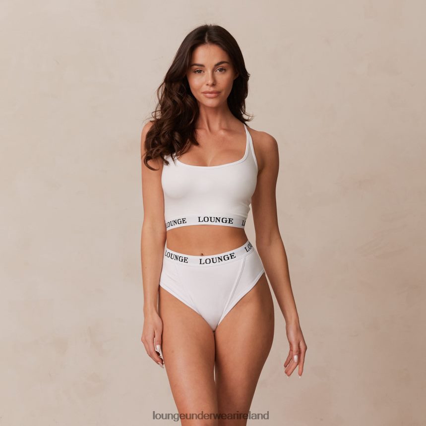 Lounge Underwear Women Bamboo Basic Bralette & Thong/Briefs Set F2H42Z221 White