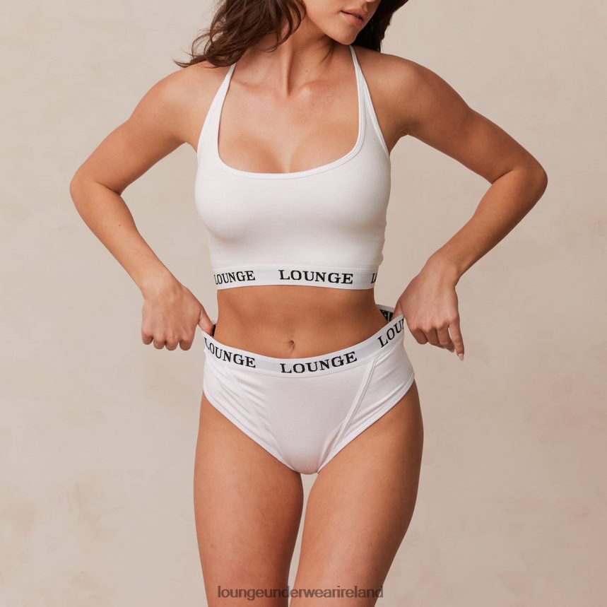 Lounge Underwear Women Bamboo Basic Bralette & Thong/Briefs Set F2H42Z221 White
