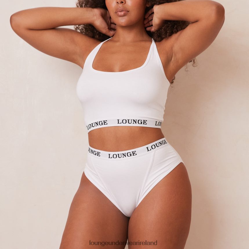 Lounge Underwear Women Bamboo Basic Bralette & Thong/Briefs Set F2H42Z221 White