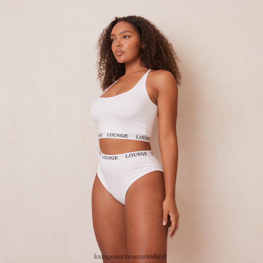 Lounge Underwear Women Bamboo Basic Bralette & Thong/Briefs Set F2H42Z221 White