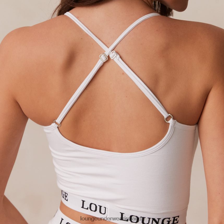Lounge Underwear Women Bamboo Basic Bralette & Thong/Briefs Set F2H42Z221 White