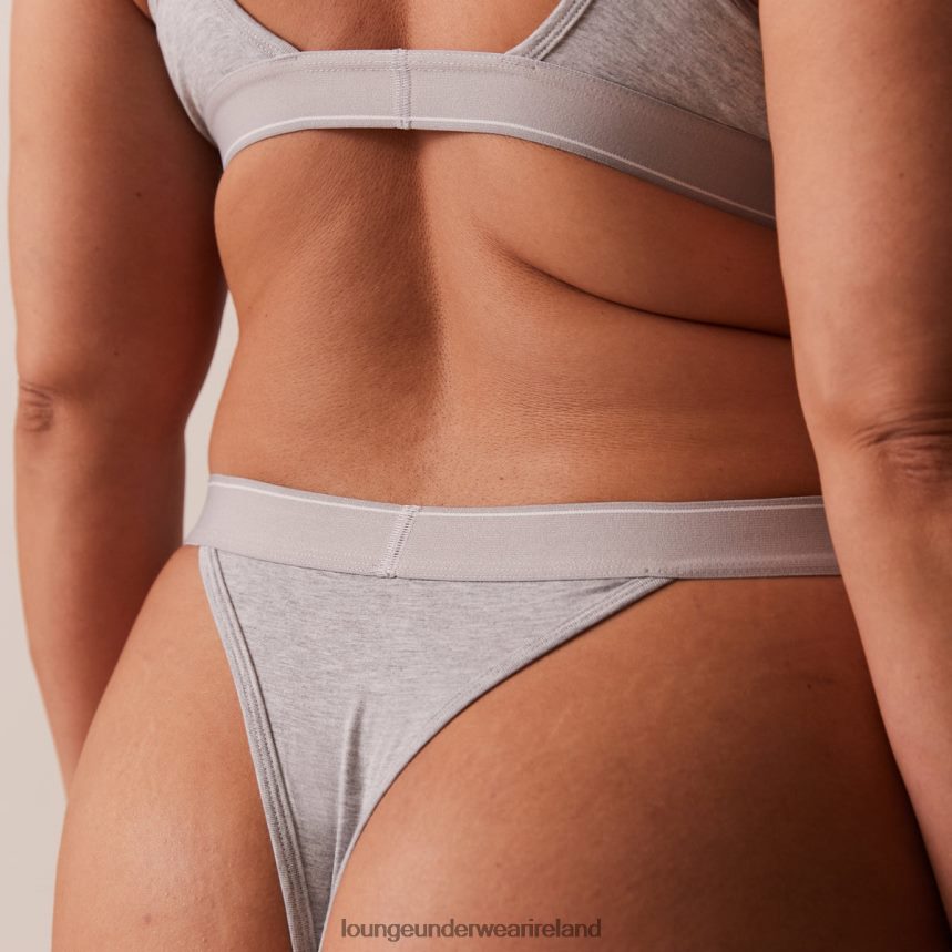 Lounge Underwear Women Bamboo Minimal Triangle Bra & Thong/Briefs Set F2H42Z214 Grey