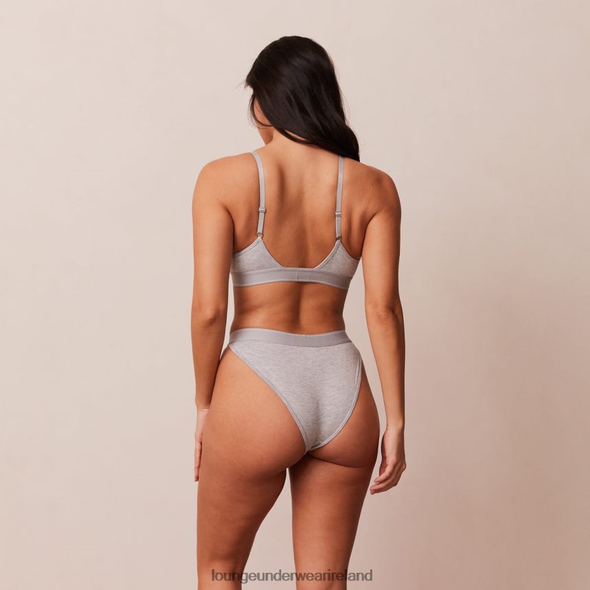 Lounge Underwear Women Bamboo Minimal Triangle Bra & Thong/Briefs Set F2H42Z214 Grey