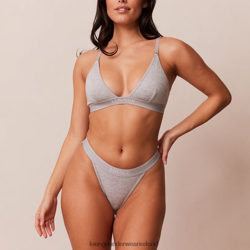 Lounge Underwear Women Bamboo Minimal Triangle Bra & Thong/Briefs Set F2H42Z214 Grey