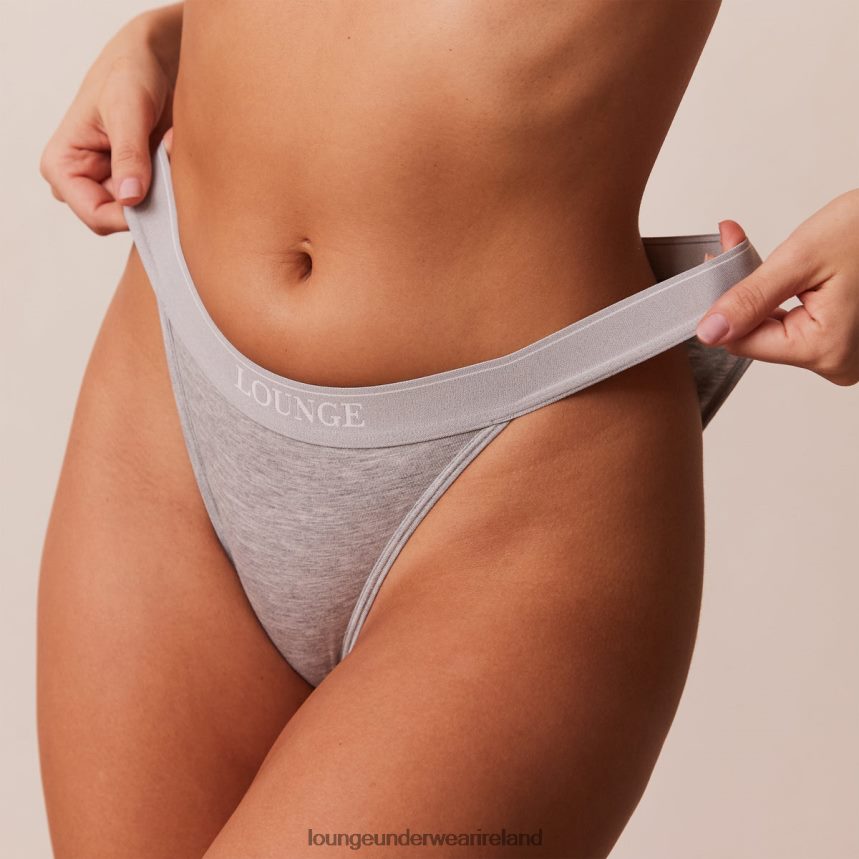 Lounge Underwear Women Bamboo Minimal Triangle Bra & Thong/Briefs Set F2H42Z214 Grey