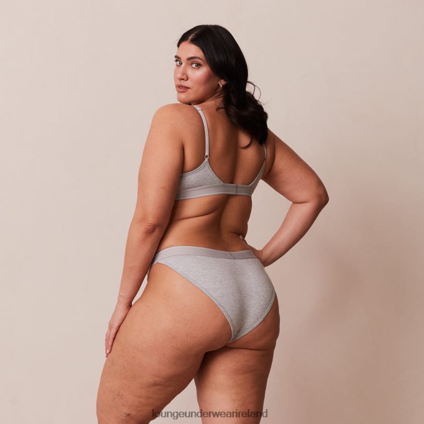 Lounge Underwear Women Bamboo Minimal Triangle Bra & Thong/Briefs Set F2H42Z214 Grey