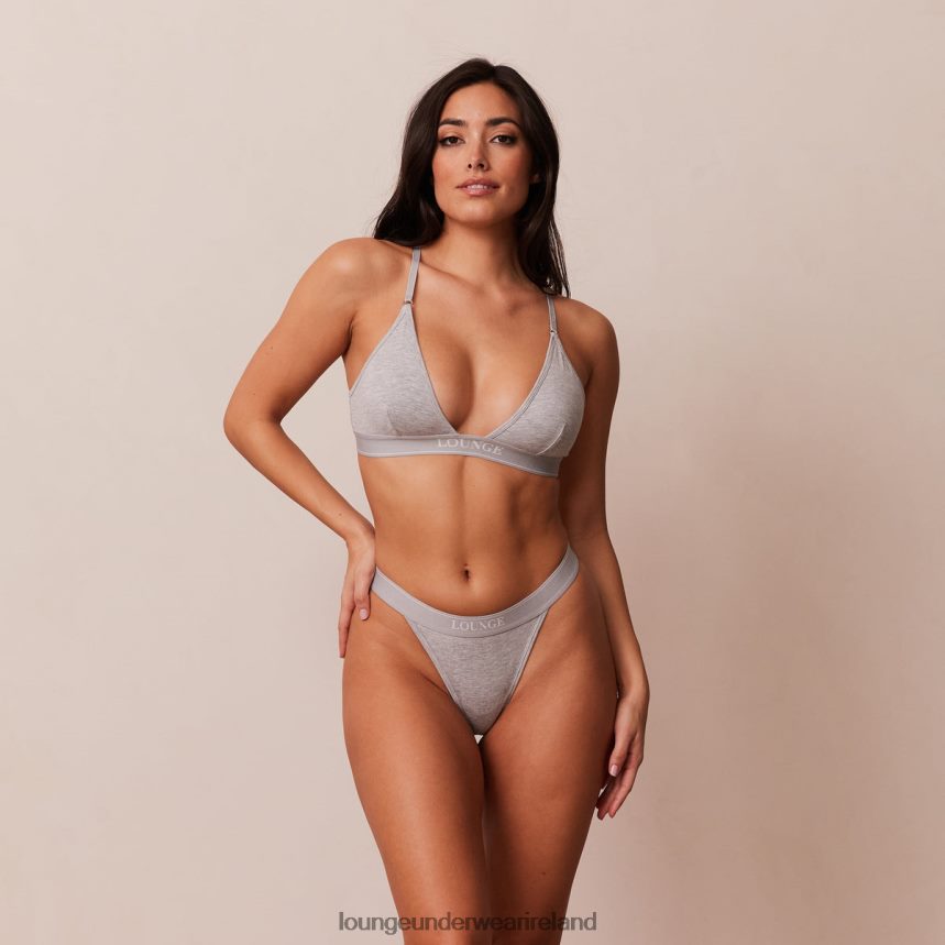 Lounge Underwear Women Bamboo Minimal Triangle Bra & Thong/Briefs Set F2H42Z214 Grey