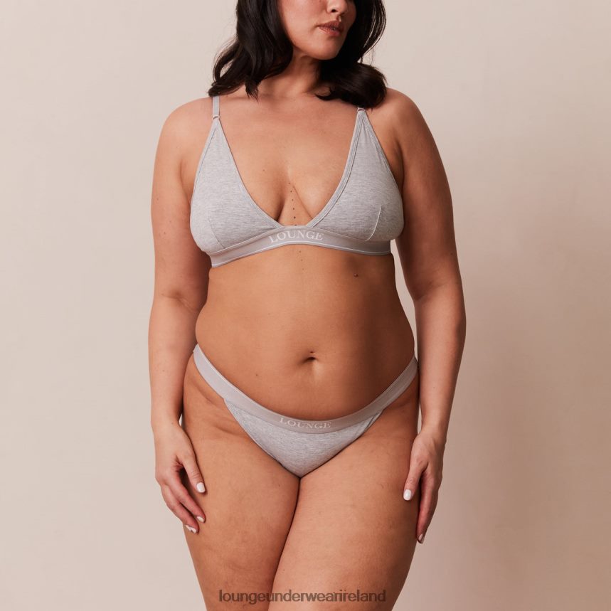 Lounge Underwear Women Bamboo Minimal Triangle Bra & Thong/Briefs Set F2H42Z214 Grey