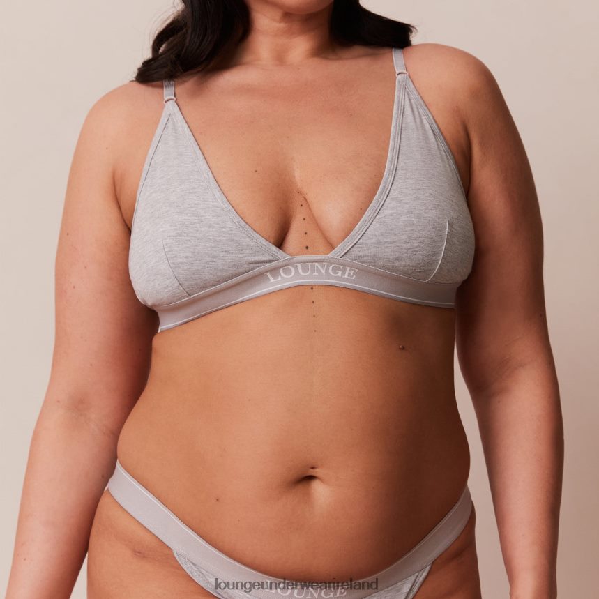 Lounge Underwear Women Bamboo Minimal Triangle Bra & Thong/Briefs Set F2H42Z214 Grey