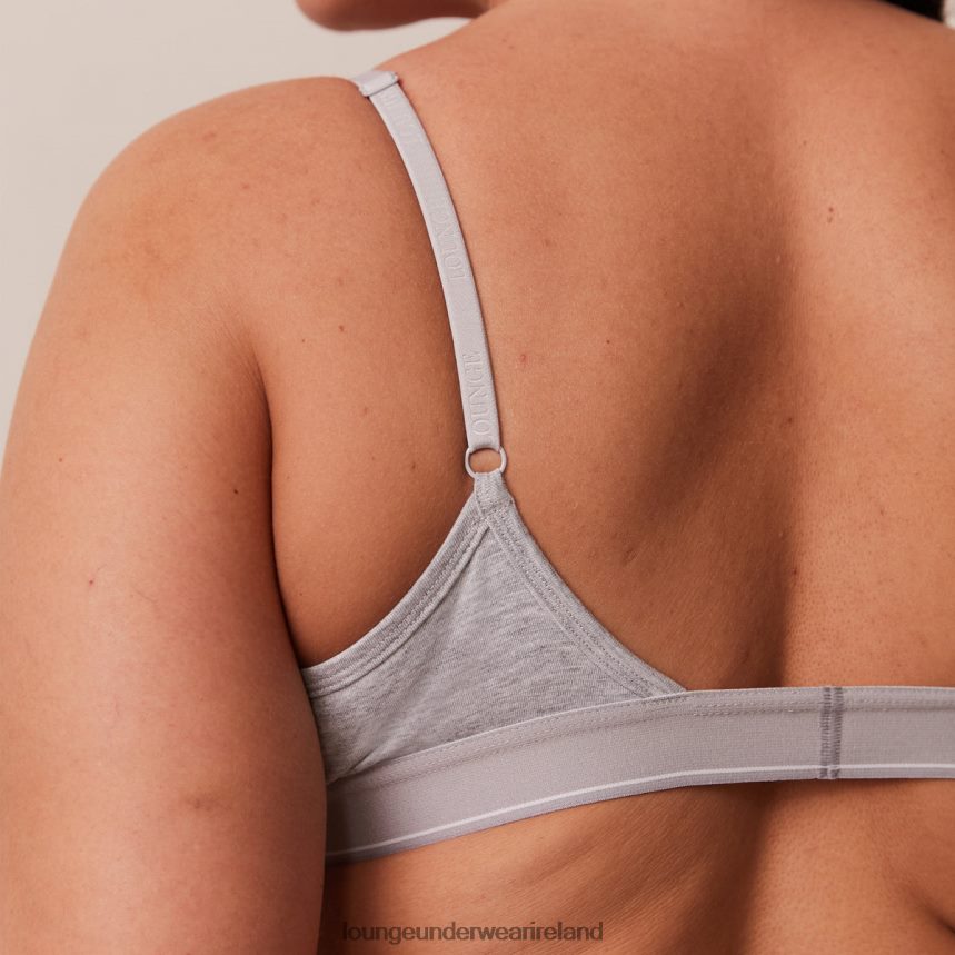 Lounge Underwear Women Bamboo Minimal Triangle Bra & Thong/Briefs Set F2H42Z214 Grey