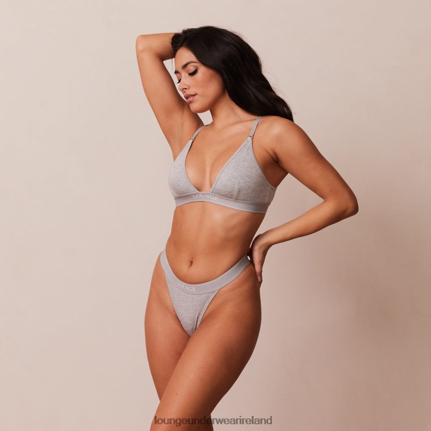 Lounge Underwear Women Bamboo Minimal Triangle Bra & Thong/Briefs Set F2H42Z214 Grey