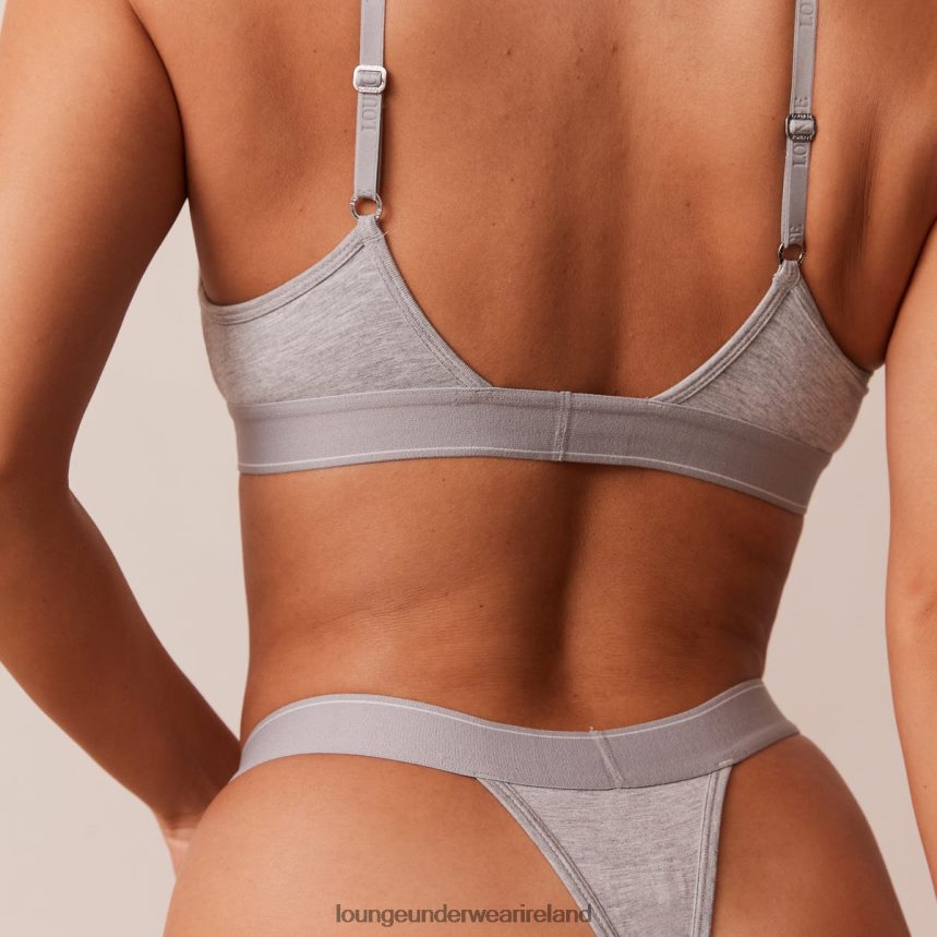 Lounge Underwear Women Bamboo Minimal Triangle Bra & Thong/Briefs Set F2H42Z214 Grey