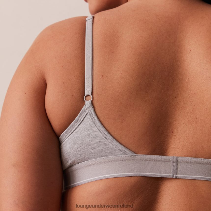 Lounge Underwear Women Bamboo Minimal Triangle Bra & Thong/Briefs Set F2H42Z214 Grey