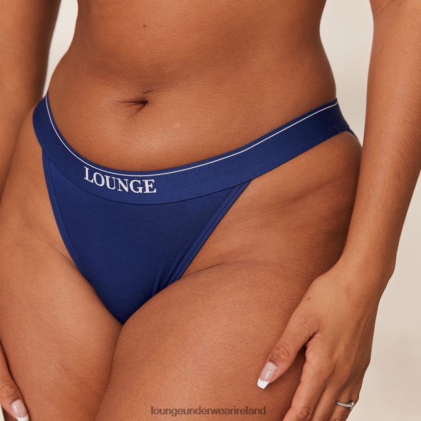 Lounge Underwear Women Bamboo Minimal Triangle Bra & Thong/Briefs Set F2H42Z217 Navy