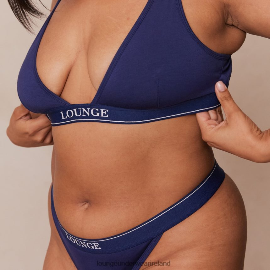 Lounge Underwear Women Bamboo Minimal Triangle Bra & Thong/Briefs Set F2H42Z217 Navy