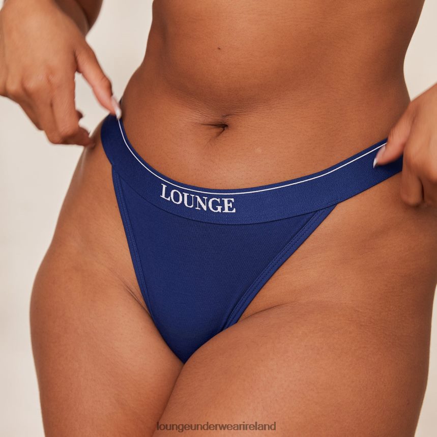 Lounge Underwear Women Bamboo Minimal Triangle Bra & Thong/Briefs Set F2H42Z217 Navy