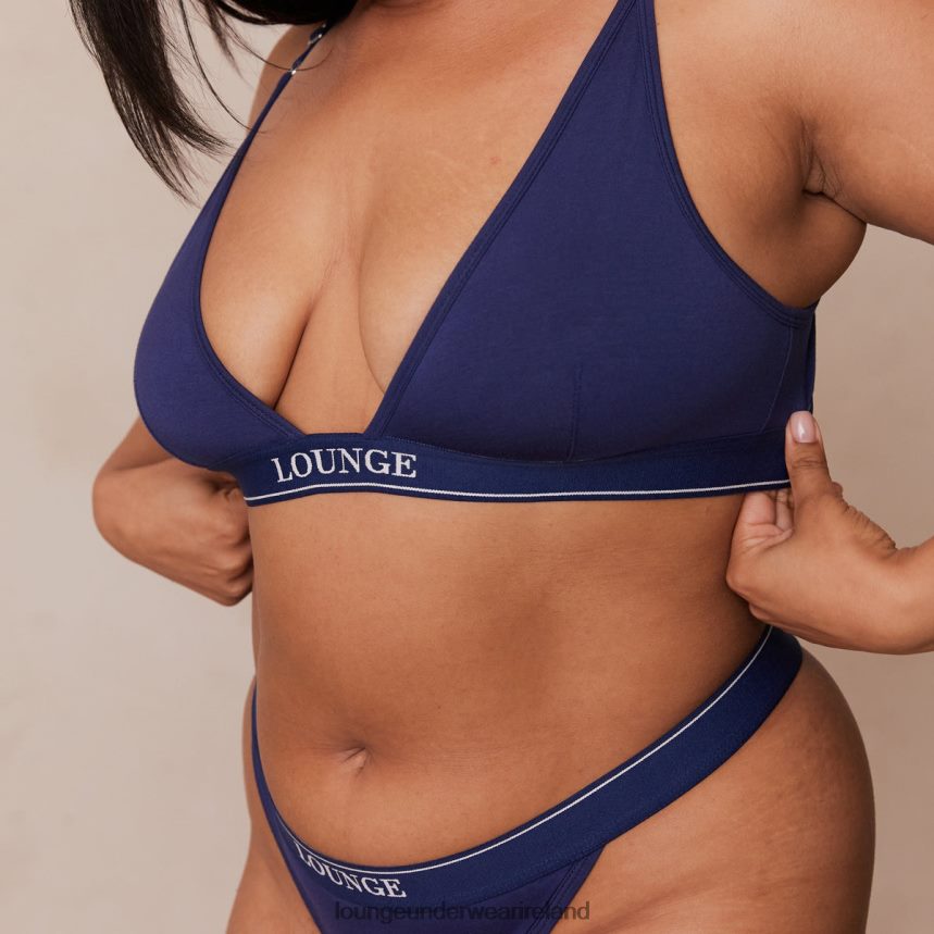 Lounge Underwear Women Bamboo Minimal Triangle Bra & Thong/Briefs Set F2H42Z217 Navy