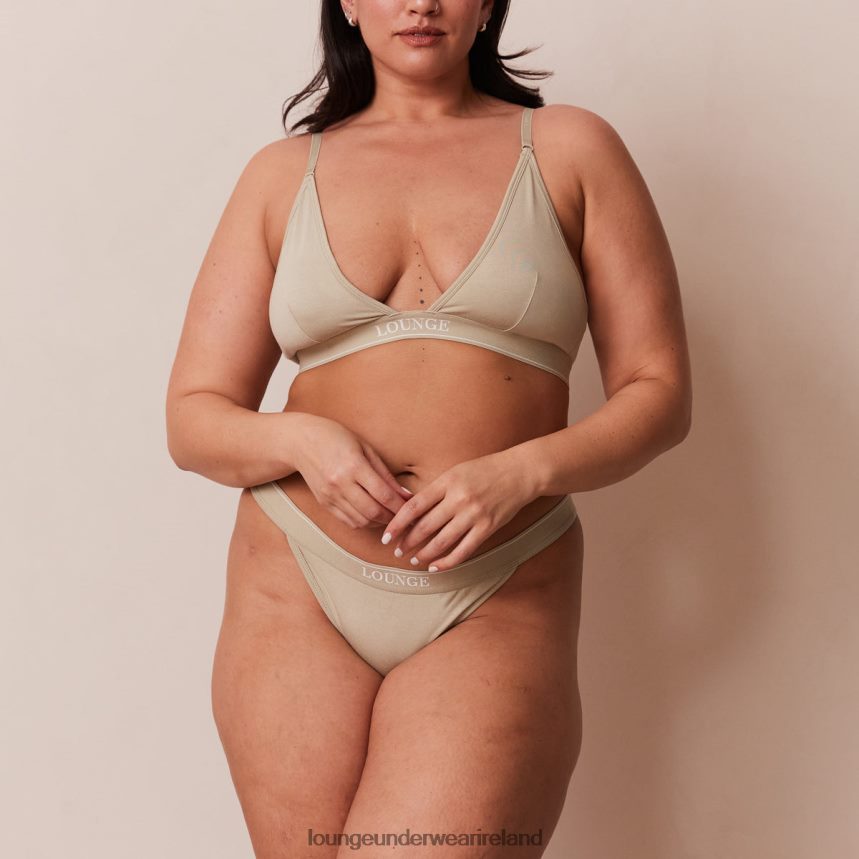 Lounge Underwear Women Bamboo Minimal Triangle Bra & Thong/Briefs Set F2H42Z218 Olive