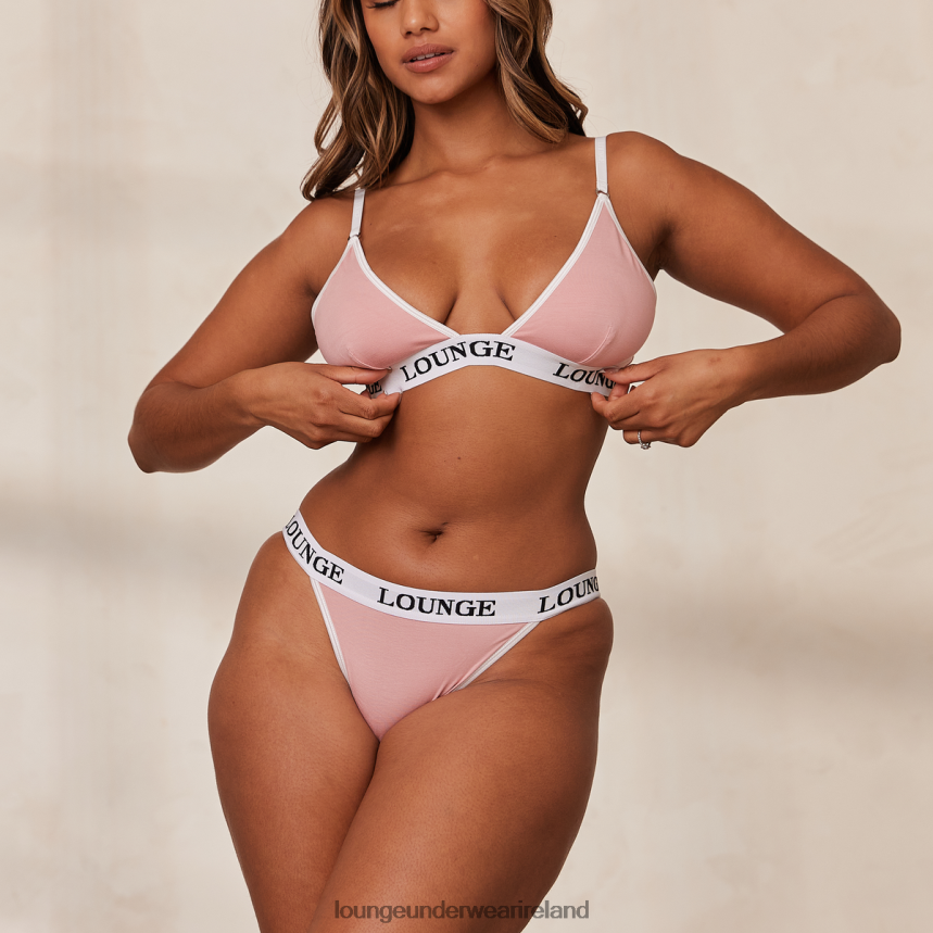 Lounge Underwear Women Bamboo Triangle Bra & Thong/Briefs Set F2H42Z172 Pink