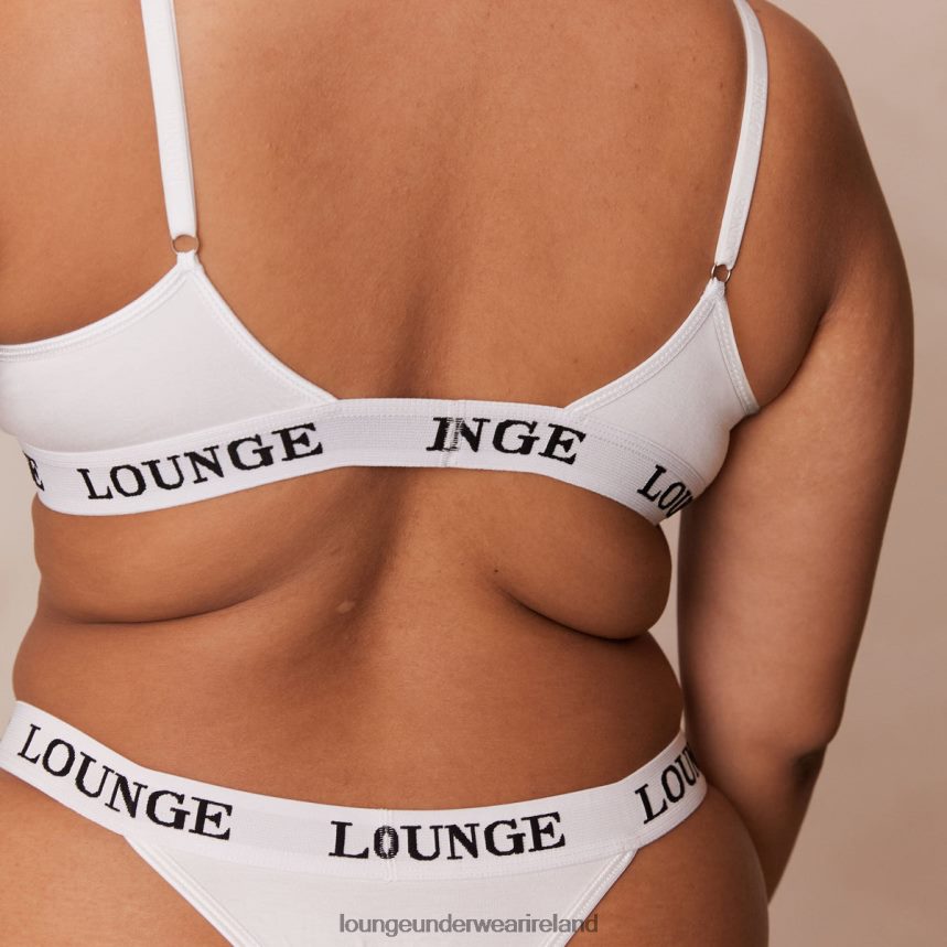 Lounge Underwear Women Bamboo Triangle Bra & Thong/Briefs Set F2H42Z174 All White