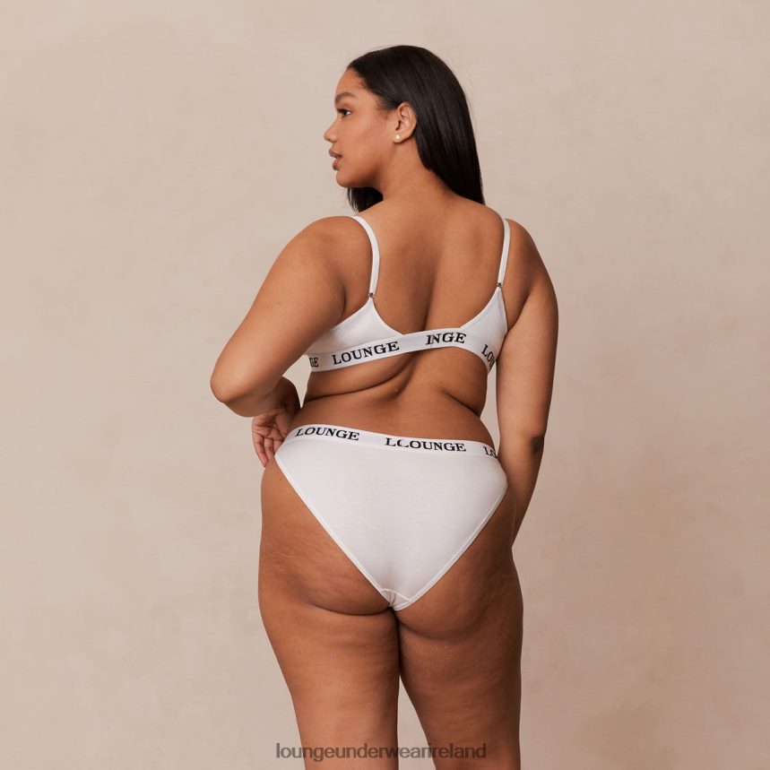 Lounge Underwear Women Bamboo Triangle Bra & Thong/Briefs Set F2H42Z174 All White