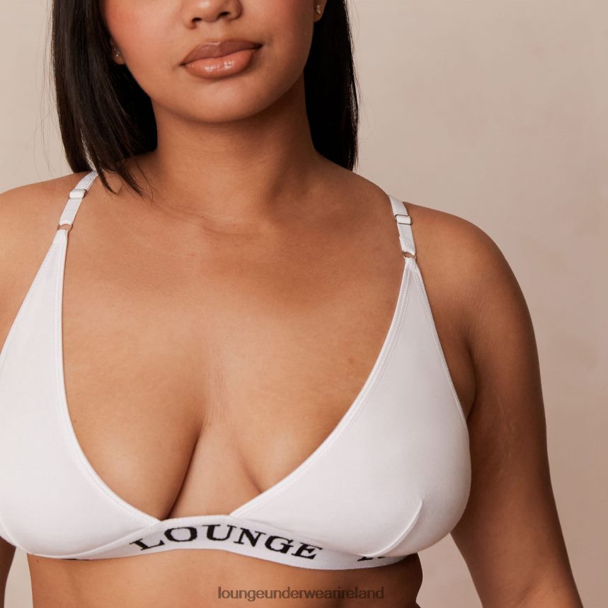 Lounge Underwear Women Bamboo Triangle Bra & Thong/Briefs Set F2H42Z174 All White