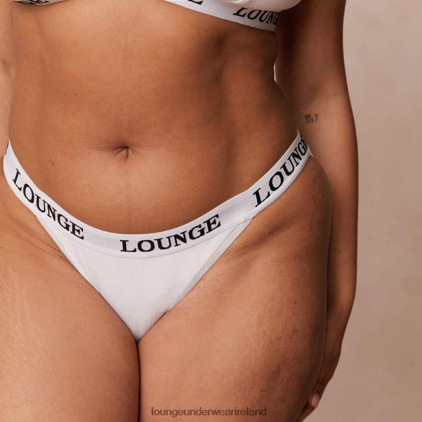 Lounge Underwear Women Bamboo Triangle Bra & Thong/Briefs Set F2H42Z174 All White