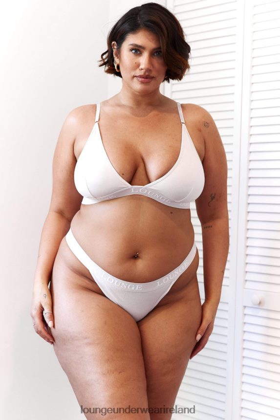 Lounge Underwear Women Bamboo Triangle Bra & Thong/Briefs Set F2H42Z196 All Cream