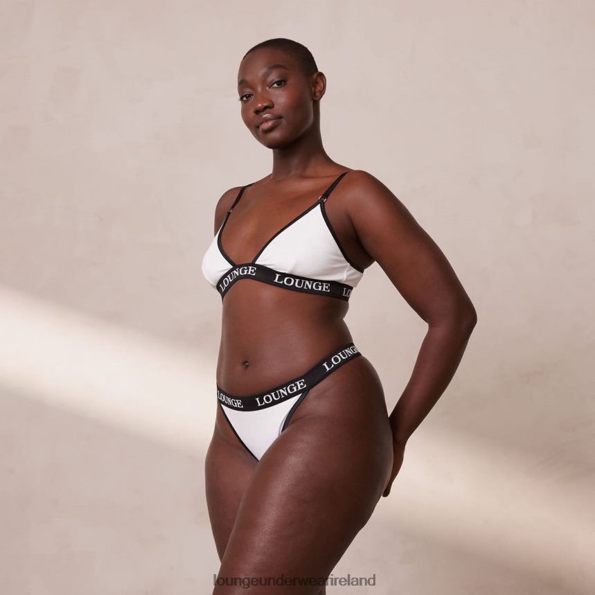 Lounge Underwear Women Bamboo Triangle Bra & Thong/Briefs Set F2H42Z199 White