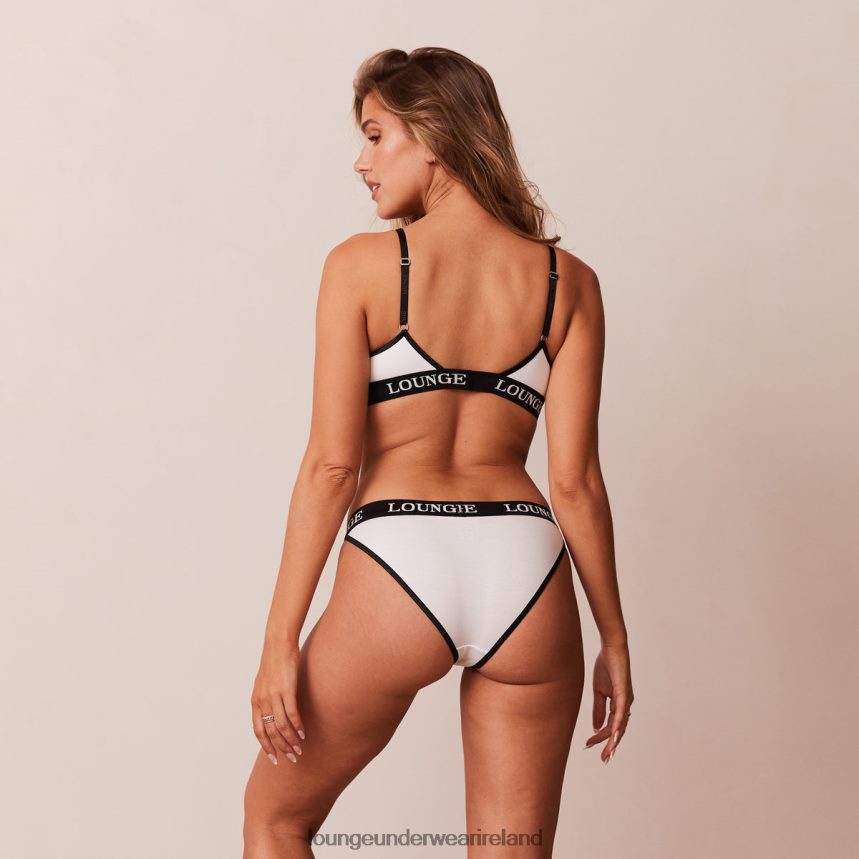 Lounge Underwear Women Bamboo Triangle Bra & Thong/Briefs Set F2H42Z199 White