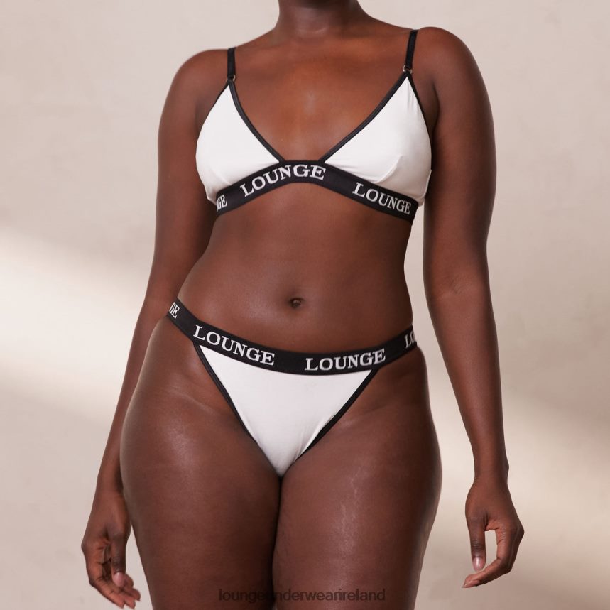 Lounge Underwear Women Bamboo Triangle Bra & Thong/Briefs Set F2H42Z199 White