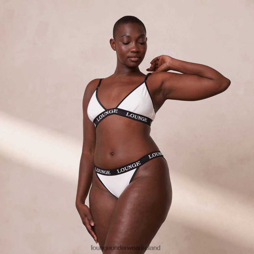 Lounge Underwear Women Bamboo Triangle Bra & Thong/Briefs Set F2H42Z199 White