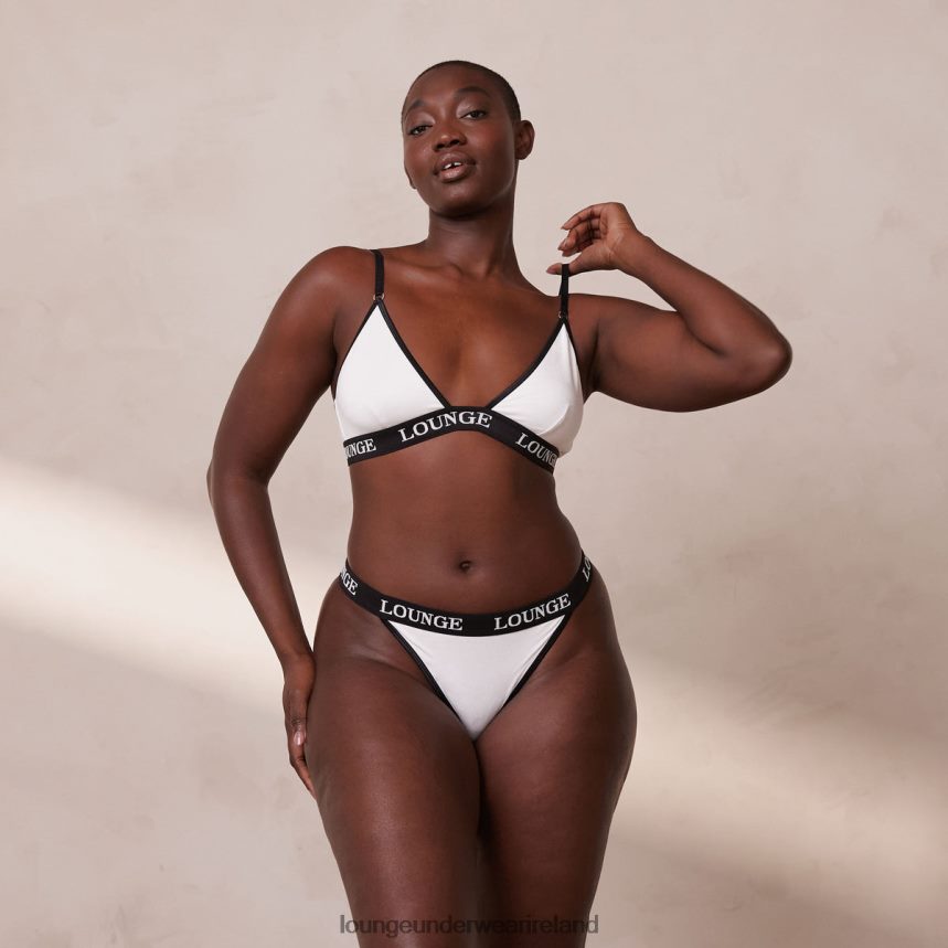 Lounge Underwear Women Bamboo Triangle Bra & Thong/Briefs Set F2H42Z199 White