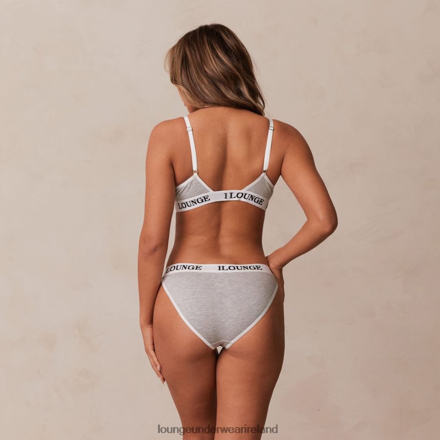 Lounge Underwear Women Bamboo Triangle Bra & Thong/Briefs Set F2H42Z202 Grey