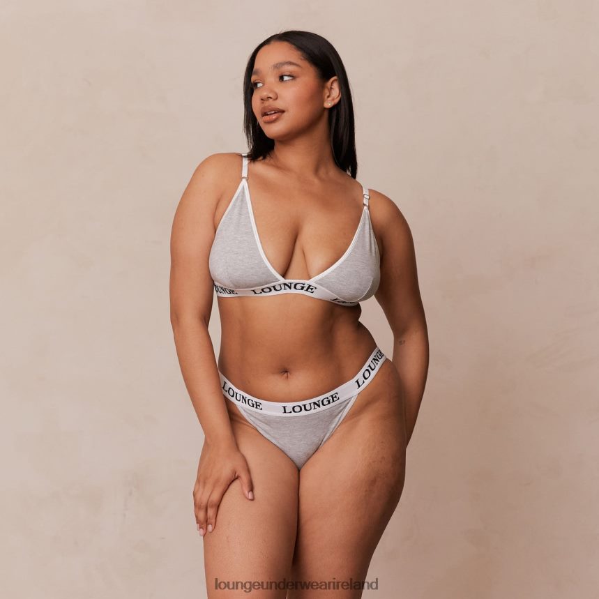 Lounge Underwear Women Bamboo Triangle Bra & Thong/Briefs Set F2H42Z202 Grey