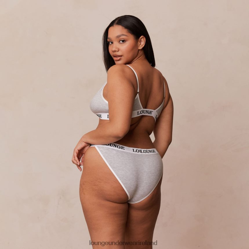 Lounge Underwear Women Bamboo Triangle Bra & Thong/Briefs Set F2H42Z202 Grey