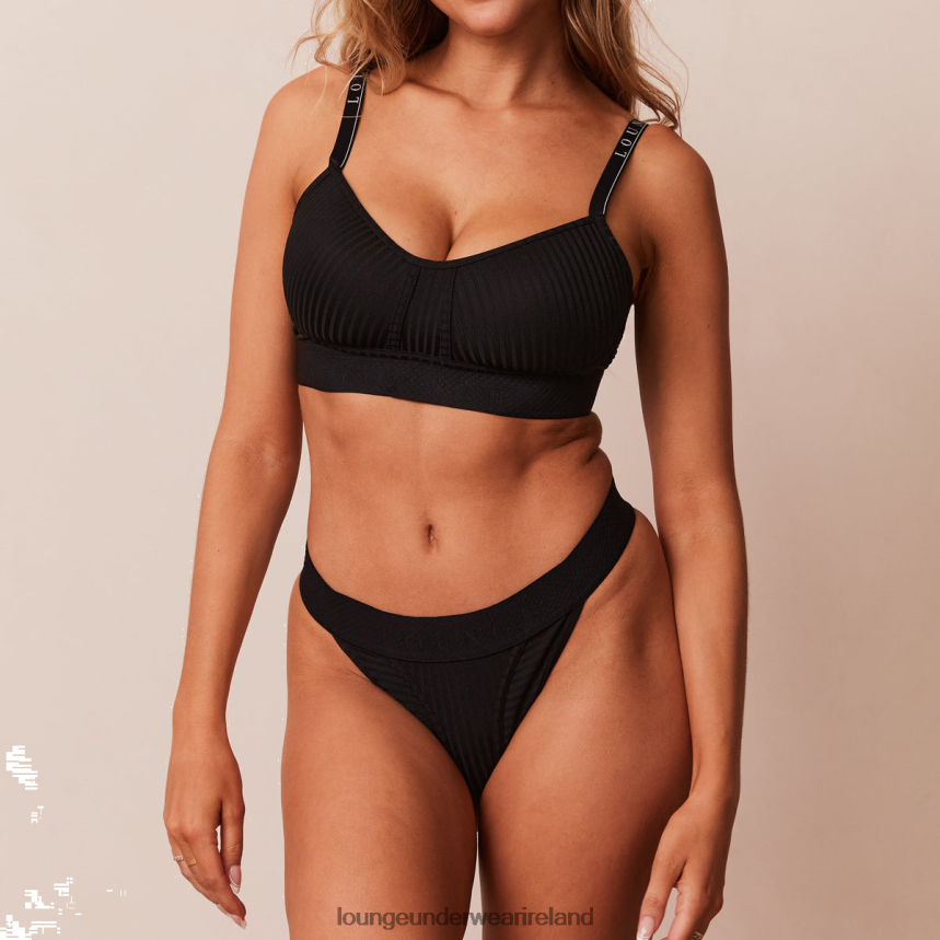 Lounge Underwear Women Bare Bra & Thong Set F2H42Z175 Black