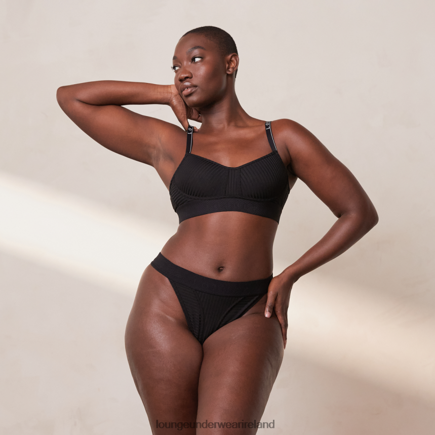 Lounge Underwear Women Bare Bra & Thong Set F2H42Z175 Black