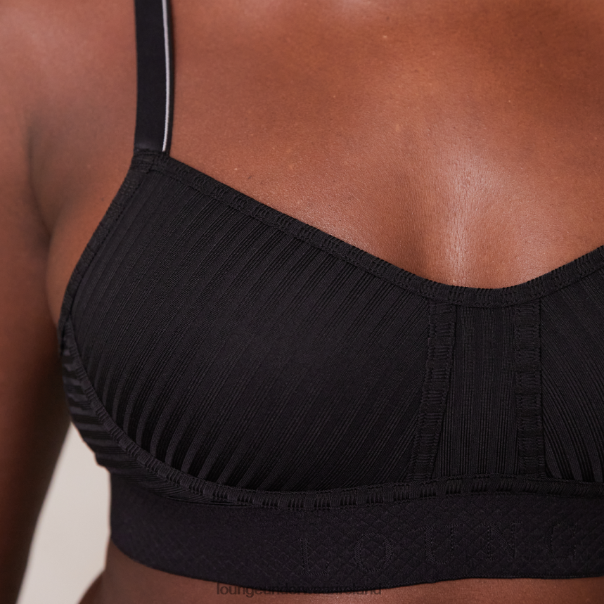 Lounge Underwear Women Bare Bra & Thong Set F2H42Z175 Black