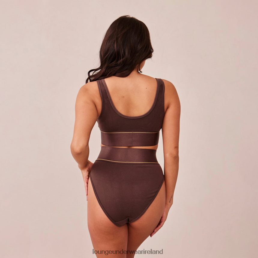 Lounge Underwear Women Bralette & Briefs Set F2H42Z231 Chocolate