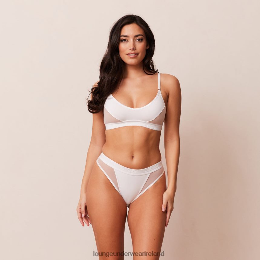 Lounge Underwear Women Contour Mesh Bra & Thong/Briefs Set F2H42Z216 White