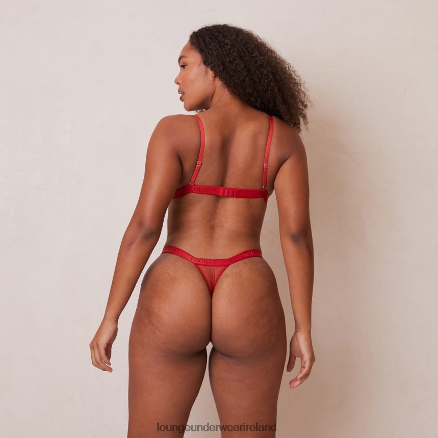 Lounge Underwear Women Embroidered Triangle Bra & Thong Set F2H42Z187 Maroon