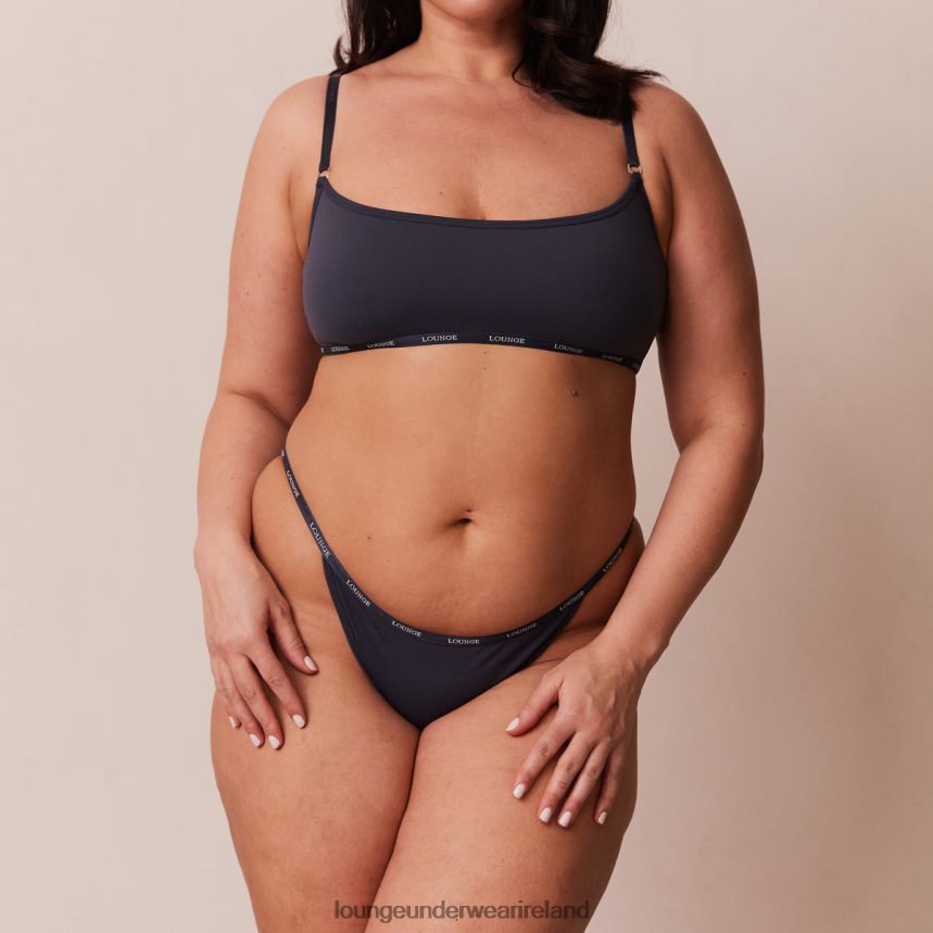 Lounge Underwear Women Essential Bralette & Thong/Briefs Set F2H42Z179 Blue Charcoal