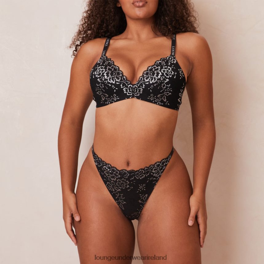 Lounge Underwear Women Lace Magic Bra & Thong Set F2H42Z201 Black