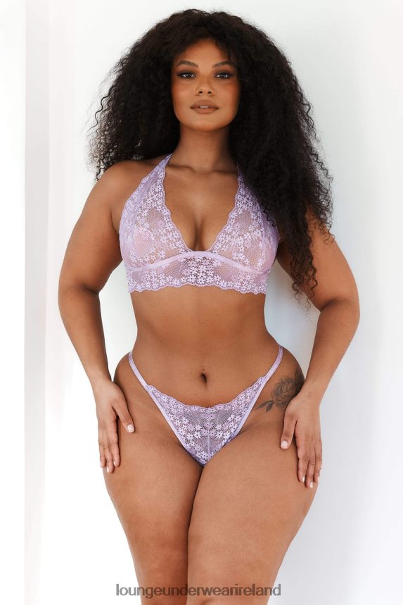 Lounge Underwear Women Lace Triangle Bra & Thong/Briefs Set F2H42Z207 Lilac