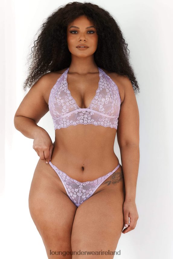 Lounge Underwear Women Lace Triangle Bra & Thong/Briefs Set F2H42Z207 Lilac